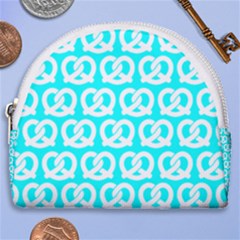 Aqua Pretzel Illustrations Pattern Horseshoe Style Canvas Pouch by GardenOfOphir