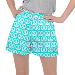 Aqua Pretzel Illustrations Pattern Women s Ripstop Shorts by GardenOfOphir