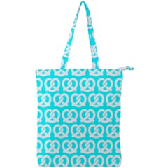 Aqua Pretzel Illustrations Pattern Double Zip Up Tote Bag