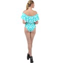 Aqua Pretzel Illustrations Pattern Off Shoulder Velour Bodysuit  View2