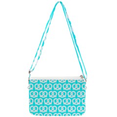 Aqua Pretzel Illustrations Pattern Double Gusset Crossbody Bag by GardenOfOphir