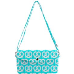 Aqua Pretzel Illustrations Pattern Removable Strap Clutch Bag by GardenOfOphir