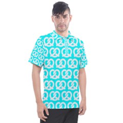 Aqua Pretzel Illustrations Pattern Men s Polo Tee by GardenOfOphir