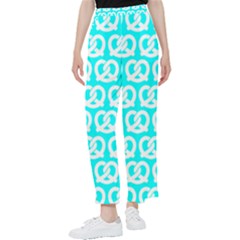 Aqua Pretzel Illustrations Pattern Women s Pants  by GardenOfOphir