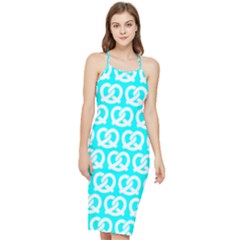 Aqua Pretzel Illustrations Pattern Bodycon Cross Back Summer Dress by GardenOfOphir