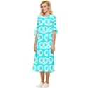 Aqua Pretzel Illustrations Pattern Bow Sleeve Chiffon Midi Dress View2