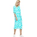 Aqua Pretzel Illustrations Pattern Bow Sleeve Chiffon Midi Dress View3