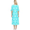 Aqua Pretzel Illustrations Pattern Bow Sleeve Chiffon Midi Dress View4