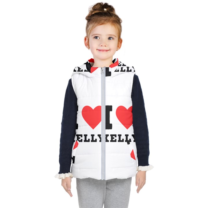 I love Kelly  Kids  Hooded Puffer Vest