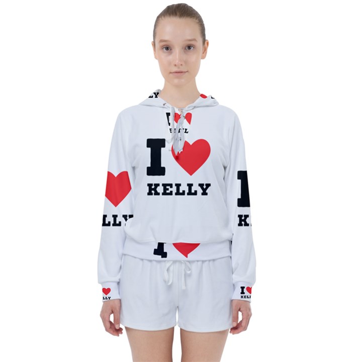 I love Kelly  Women s Tie Up Sweat