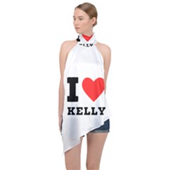 I Love Kelly  Halter Asymmetric Satin Top by ilovewhateva