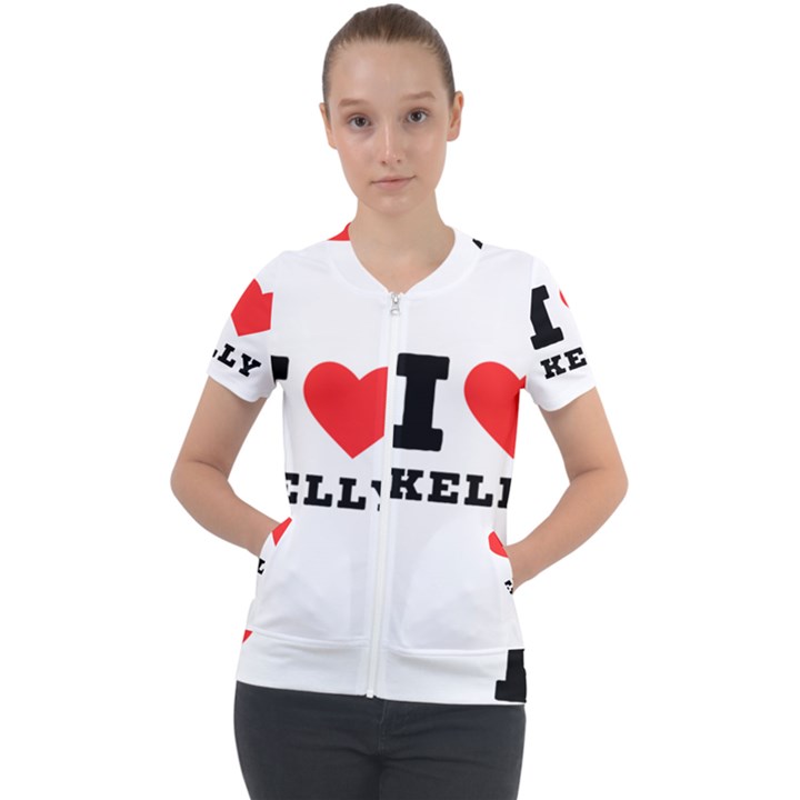 I love Kelly  Short Sleeve Zip Up Jacket