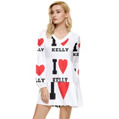 I Love Kelly  Tiered Long Sleeve Mini Dress by ilovewhateva