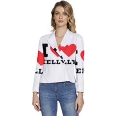 I Love Kelly  Women s Long Sleeve Revers Collar Cropped Jacket