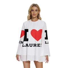 I Love Lauren Round Neck Long Sleeve Bohemian Style Chiffon Mini Dress