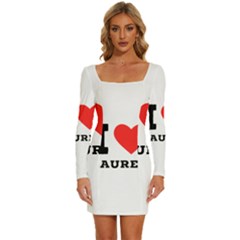 I Love Lauren Long Sleeve Square Neck Bodycon Velvet Dress by ilovewhateva