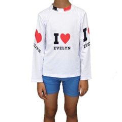 I Love Evelyn Kids  Long Sleeve Swimwear by ilovewhateva