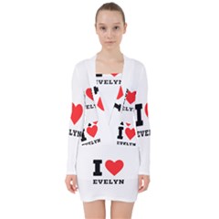 I Love Evelyn V-neck Bodycon Long Sleeve Dress by ilovewhateva