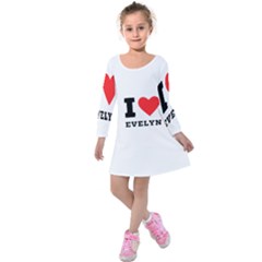 I Love Evelyn Kids  Long Sleeve Velvet Dress by ilovewhateva