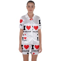 I Love Evelyn Satin Short Sleeve Pajamas Set by ilovewhateva