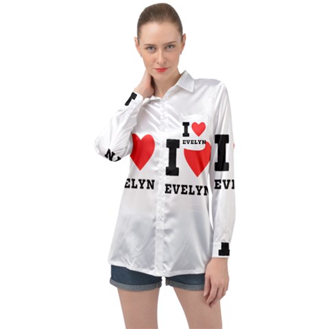 I Love Evelyn Long Sleeve Satin Shirt by ilovewhateva