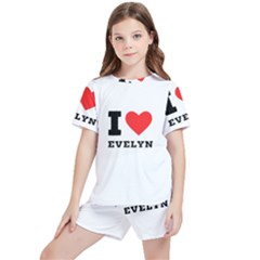 I Love Evelyn Kids  Tee And Sports Shorts Set by ilovewhateva