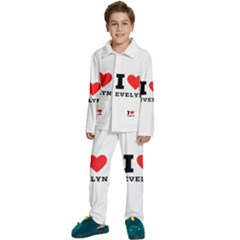 I Love Evelyn Kids  Long Sleeve Velvet Pajamas Set