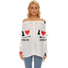 I Love Evelyn Off Shoulder Chiffon Pocket Shirt by ilovewhateva