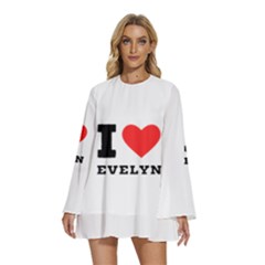 I Love Evelyn Round Neck Long Sleeve Bohemian Style Chiffon Mini Dress