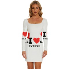 I Love Evelyn Long Sleeve Square Neck Bodycon Velvet Dress by ilovewhateva