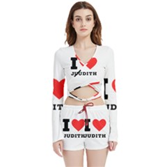 I Love Judith Velvet Wrap Crop Top And Shorts Set by ilovewhateva