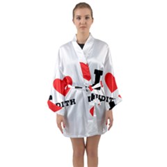 I Love Judith Long Sleeve Satin Kimono by ilovewhateva