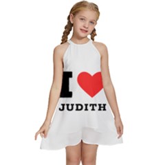 I Love Judith Kids  Halter Collar Waist Tie Chiffon Dress by ilovewhateva