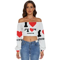 I Love Judith Long Sleeve Crinkled Weave Crop Top