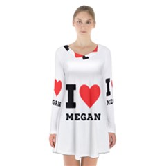 I Love Megan Long Sleeve Velvet V-neck Dress