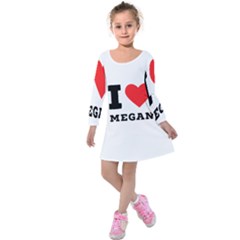 I Love Megan Kids  Long Sleeve Velvet Dress