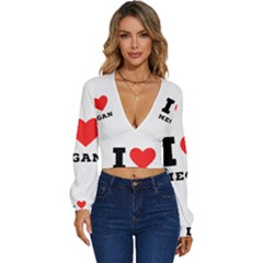 I Love Megan Long Sleeve Deep-v Velour Top by ilovewhateva