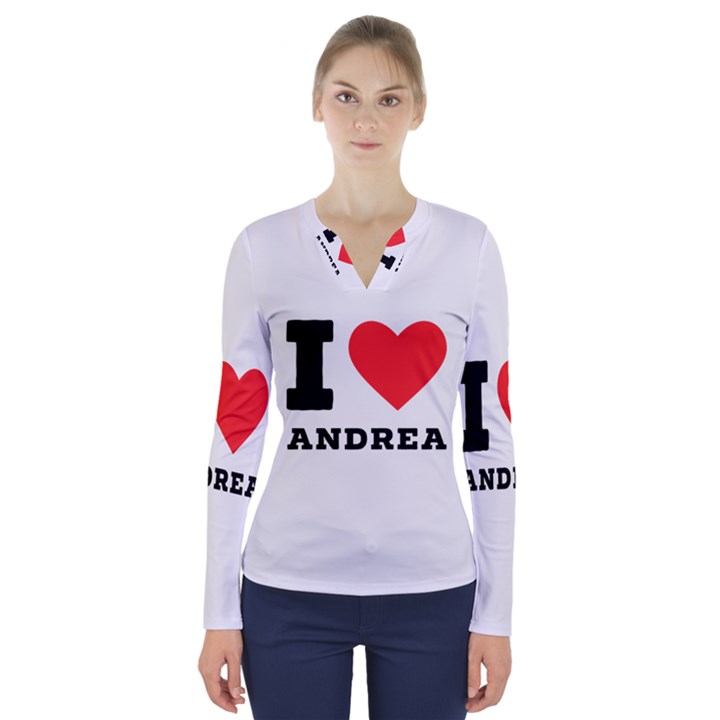 i love andrea V-Neck Long Sleeve Top