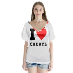 I Love Cheryl V-neck Flutter Sleeve Top by ilovewhateva