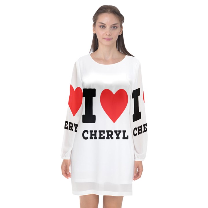 I love cheryl Long Sleeve Chiffon Shift Dress 