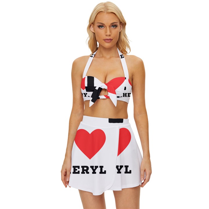 I love cheryl Vintage Style Bikini Top and Skirt Set 