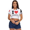 I love cheryl Side Button Cropped Tee View1