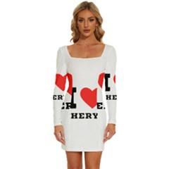 I Love Cheryl Long Sleeve Square Neck Bodycon Velvet Dress by ilovewhateva