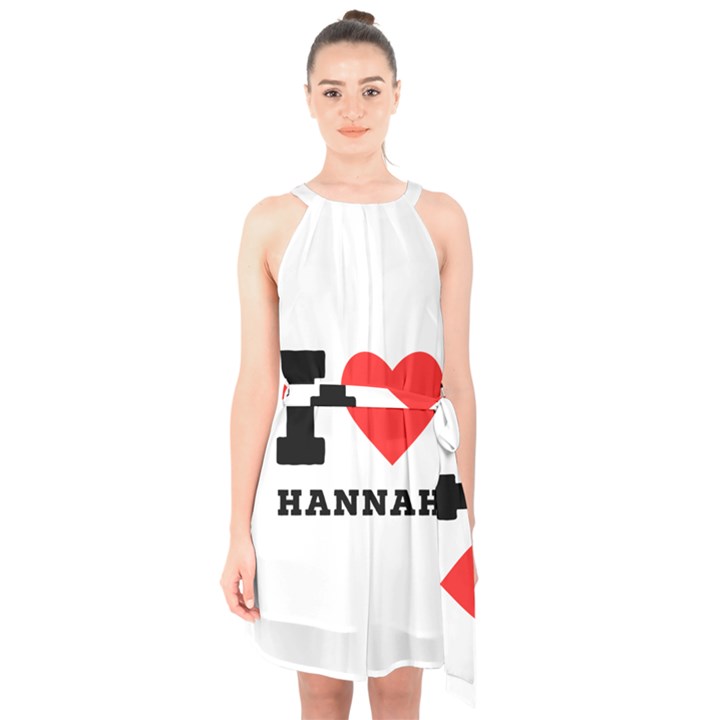 i love hannah Halter Collar Waist Tie Chiffon Dress