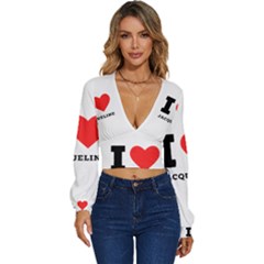 I Love Jacqueline Long Sleeve Deep-v Velour Top by ilovewhateva