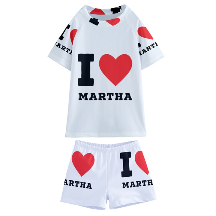 I love martha Kids  Swim Tee and Shorts Set