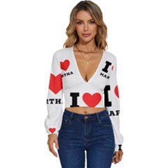 I Love Martha Long Sleeve Deep-v Velour Top by ilovewhateva