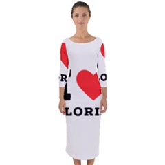 I Love Gloria  Quarter Sleeve Midi Bodycon Dress by ilovewhateva