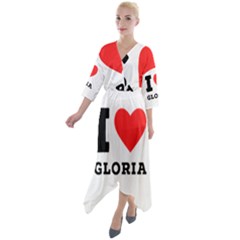 I Love Gloria  Quarter Sleeve Wrap Front Maxi Dress by ilovewhateva