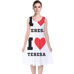 I Love Teresa V-neck Midi Sleeveless Dress  by ilovewhateva